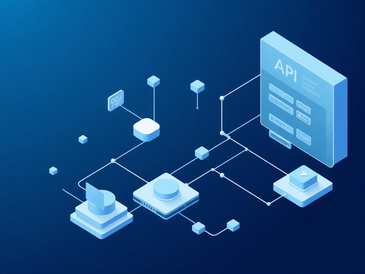Illustration of connected backend systems, APIs and software modules